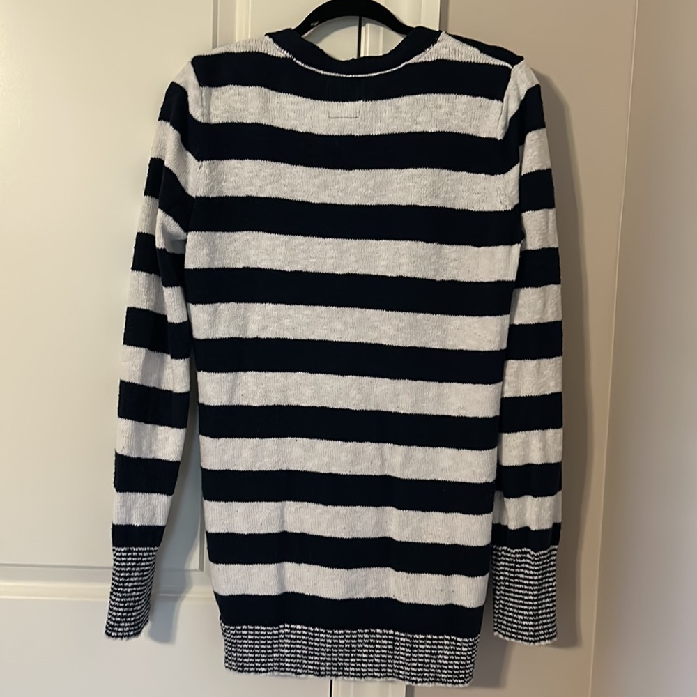 Victoria’s Secret pink navy and white striped button up sweater - Picture 2 of 3